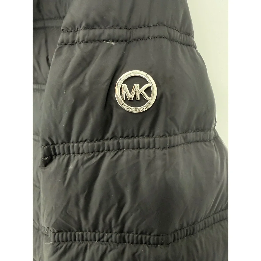 Michael Kors Puffer Jacket Women Medium Black Packable Down Quilted Zip